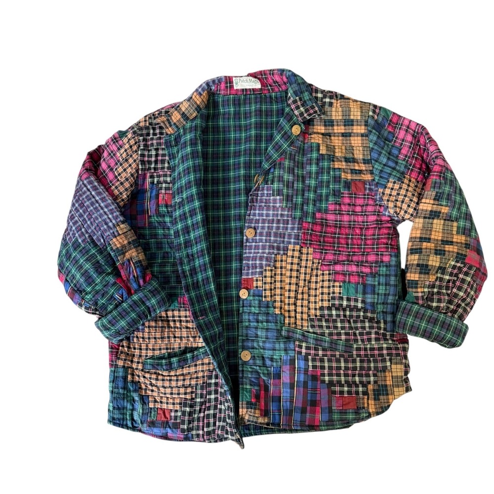Patch Magic Quilted Plaid Insulated Reversible Button Up Jacket Women's MED - Picture 14 of 14